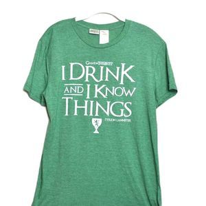 5/$2Game of Thrones NWT I Drink and I Know Things Green Tyrion Lannister HBO Tee